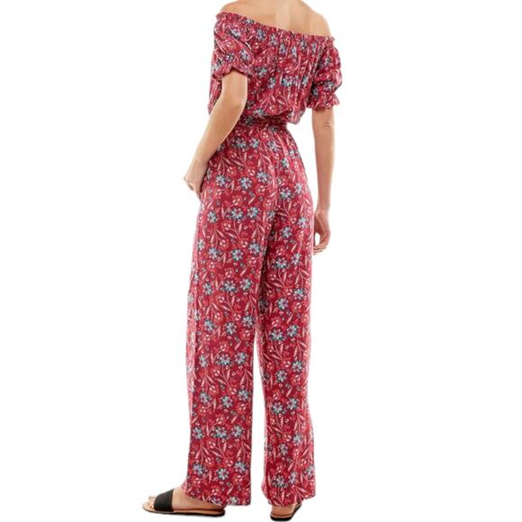 Kingston Grey Floral Off Shoulder  Jumpsuit, Junior XXS - Picture 2 of 5